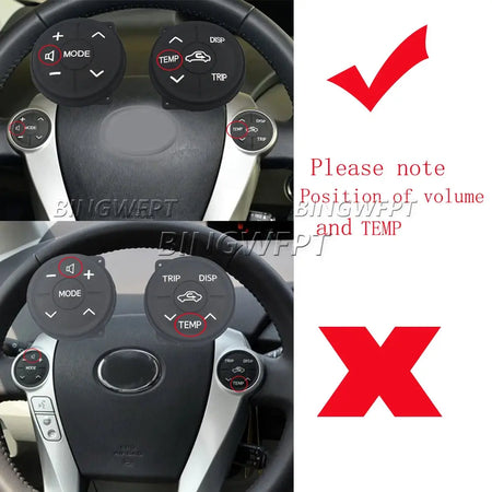Steering Wheel Switch Control Panel Rubber For Toyota Prius C 2011-2015 Aqua 2012-2014 Button Cover by InterCyprus Trading Ltd