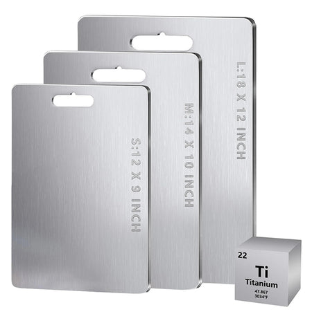 Pure Large Double Sided Titanium Cutting Board &ndash; Food Grade 25x15 cm  2mm