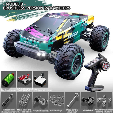 C8821 RC Car &ndash; 4WD Off Road Climbing With LED Lights B Brushless Green