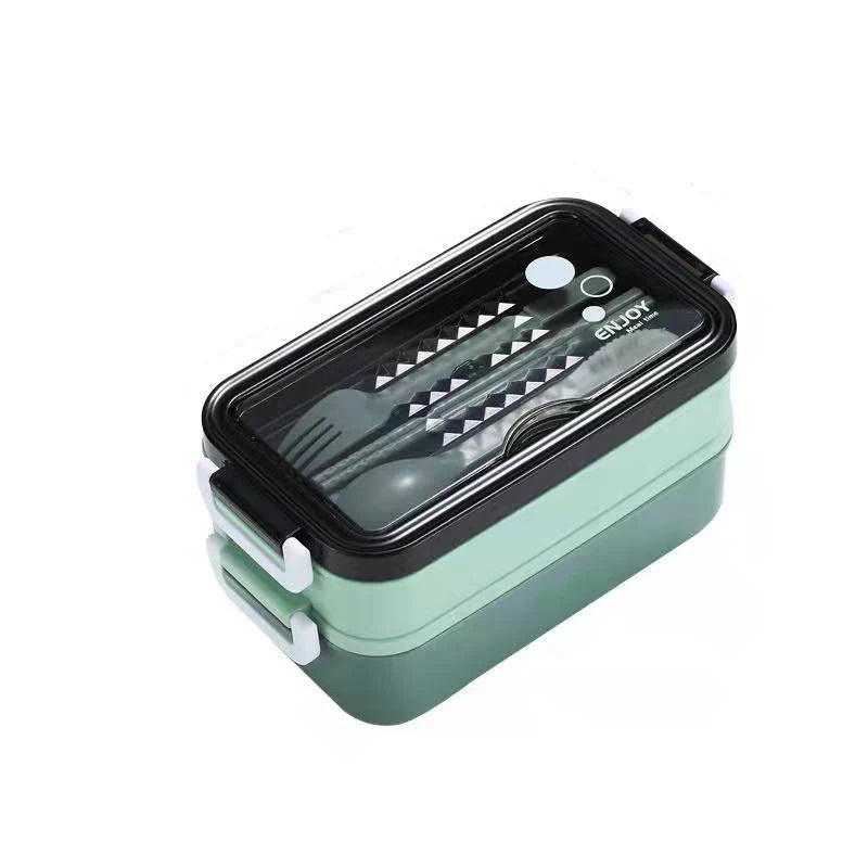 1pc 1400ml Double Layer Lunch Box &ndash; Microwave Safe green / 2 / 3|1400ml