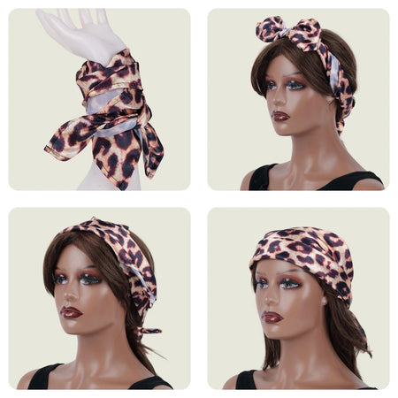 Chic Leopard Headscarf &ndash; Luxurious Silk Cashmere Wrap yellow / S