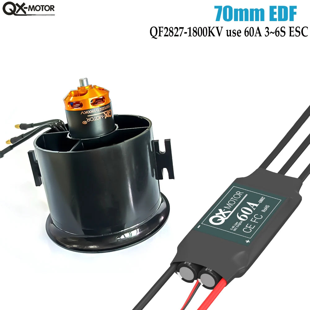 QX-Motor 70mm EDF 12 Blades Ducted Fan &ndash; High Power 1800KV EDF 60A ESC