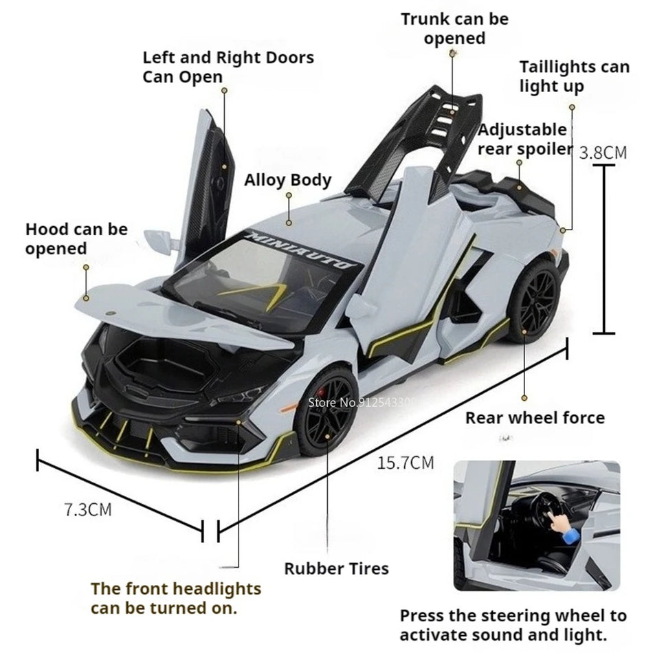 Diecast avto z kovinskim telesom in gumijastimi pnevmatikami za Mansory Revuelto Countach LBWK