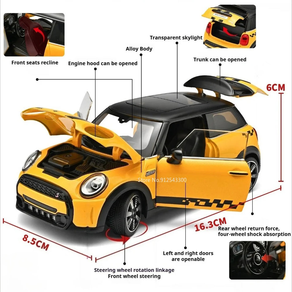 1:24 schaal diecast auto met een legering carrosserie voor Mini Cooper S