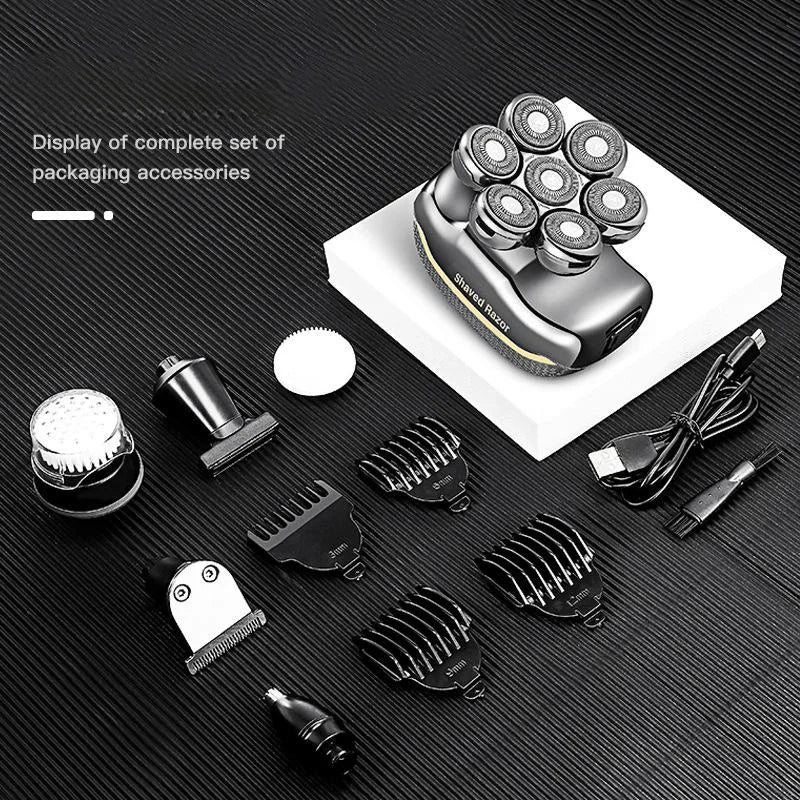 Versatile Wet Dry Electric Shaver with LCD Display and 5-in-1 Grooming Kit Set B