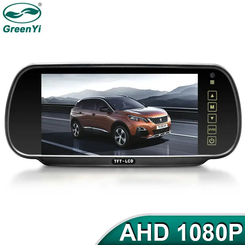 HD AHD 7 inch 12V-36V Vehicle Rear View Mirror Parking Monitor with 170° 1080P AHD Reverse Backup Camera High Definition Mirror by InterCyprus Trading Ltd