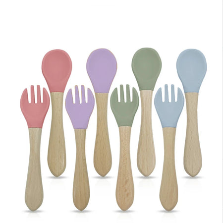 Soft Silicone Fork and Spoon Set for Babies