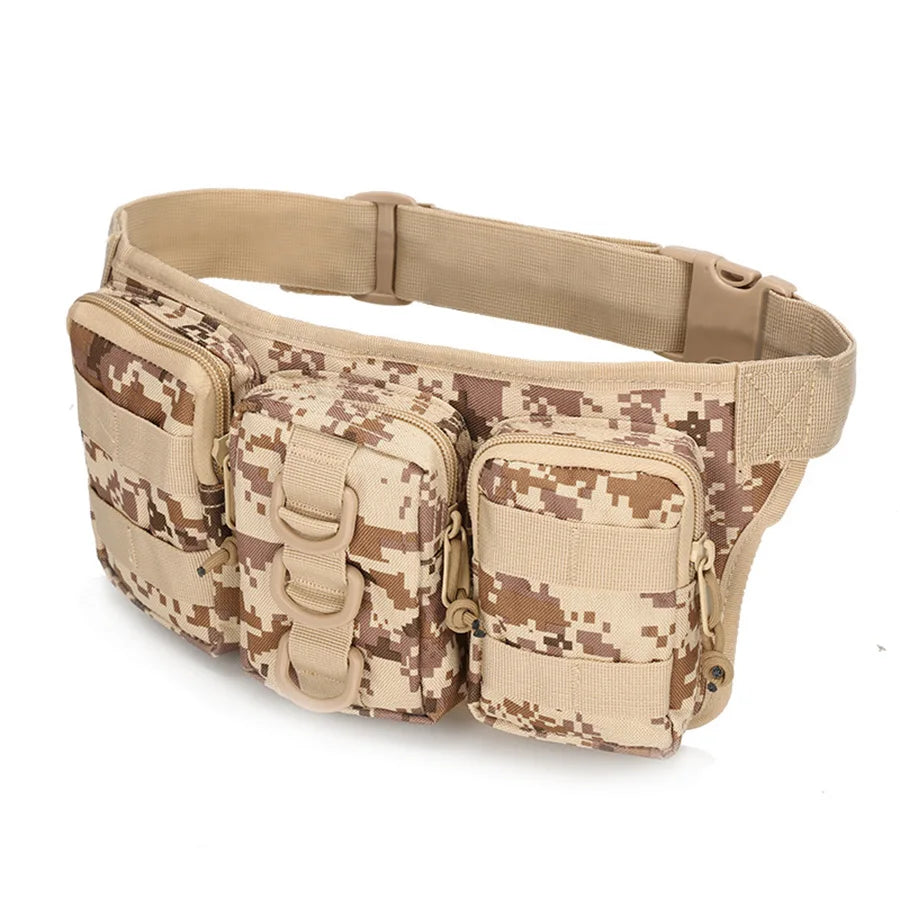 Triple Small Waist Bag Camouflage - Durable Waterproof Desert Digital
