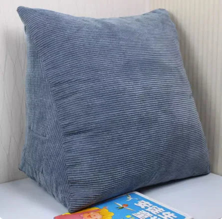 Ergonomic Triangle Backrest Pillow for Bed and Sofa blue / M