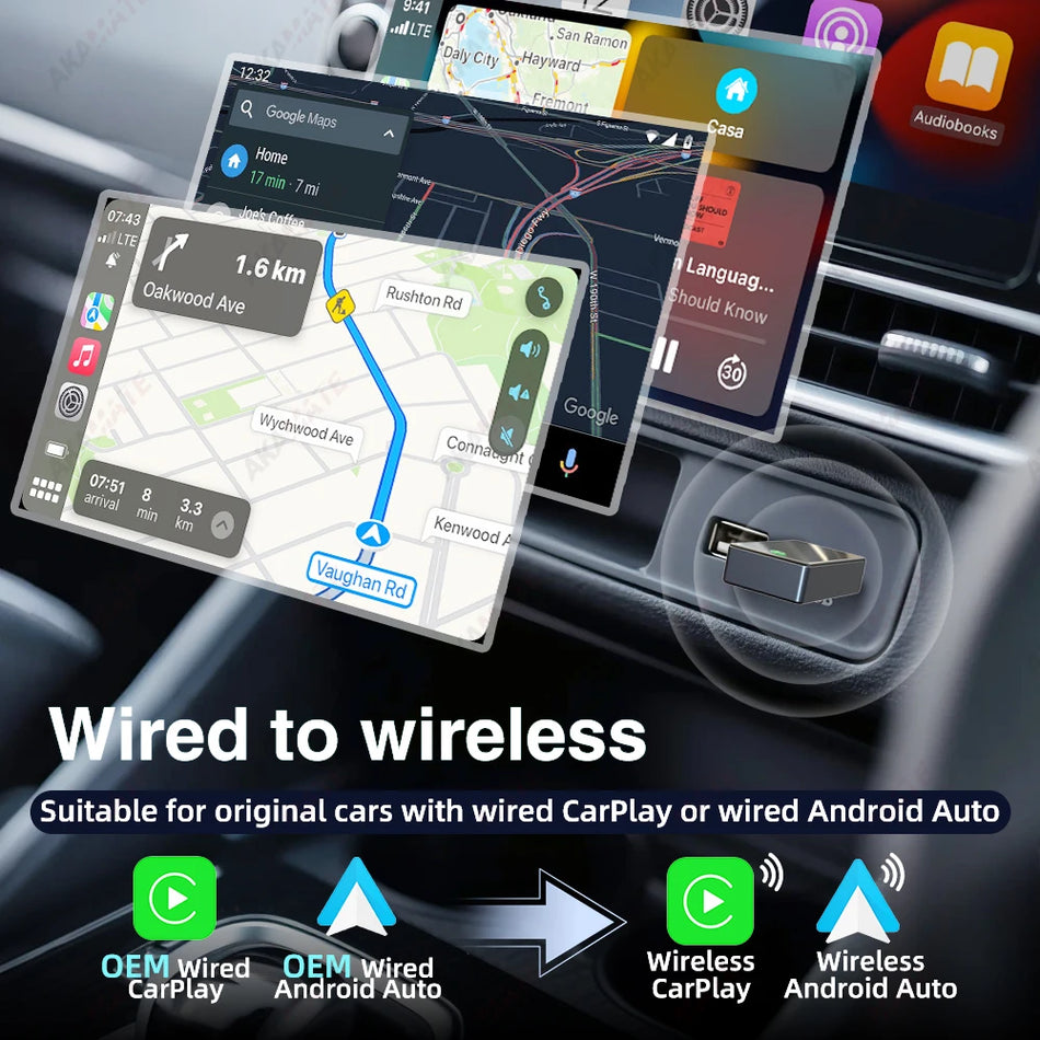 2in1 Wireless CarPlay Adapter - Wired To Wireless CarPlay