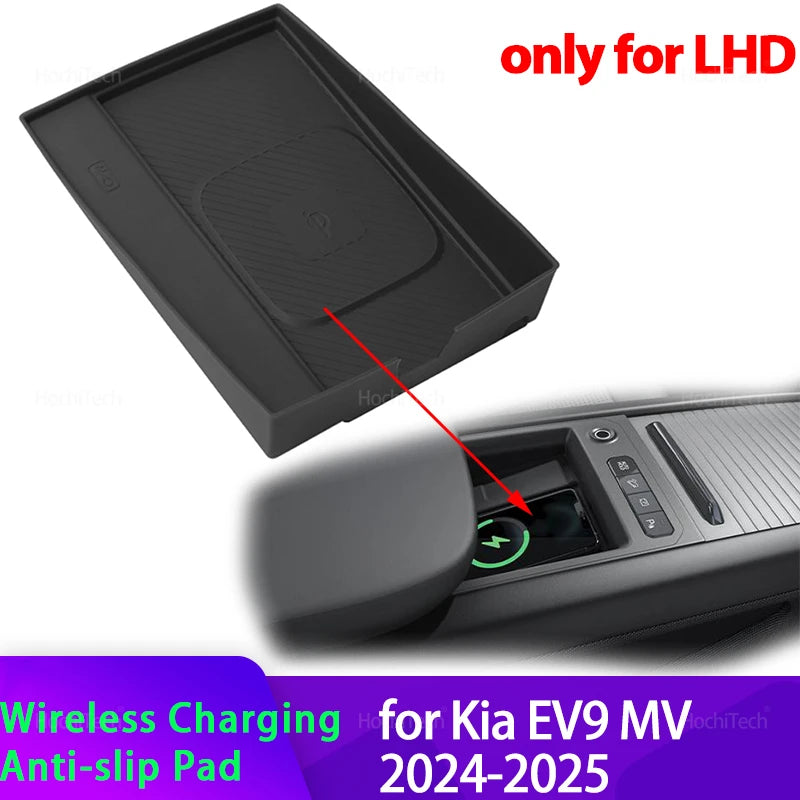 Silicone Rutschfeste Wireless Ladepad für Kia EV9 2024 2025 LHD