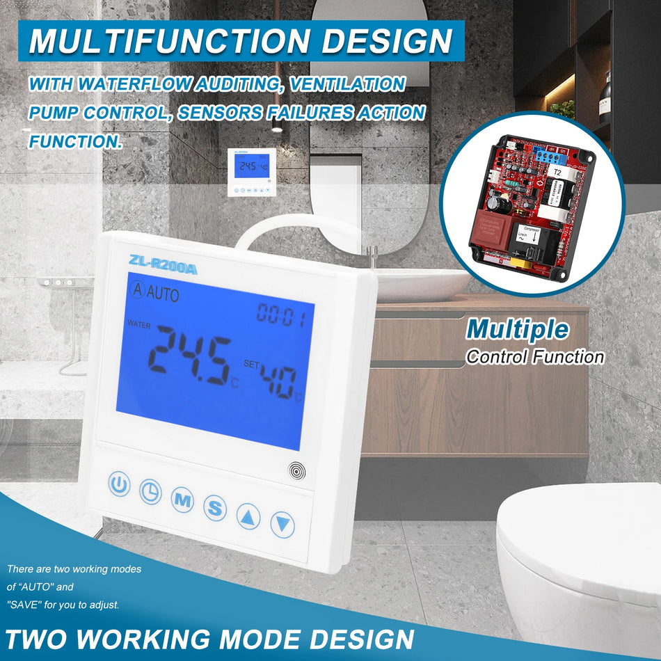 Luftkällvärmepump Varmvattenberedare Styrenhet Automatisk Avfrostning