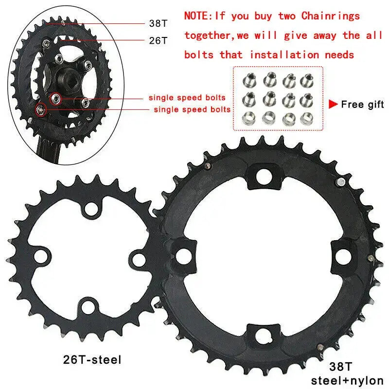 104/64 BCD Bicycle Chainring 24/26/32/38/42t MTB Chain Ring Double/Triple 10Speed Chainwheel for Shimano Crankset by InterCyprus Trading Ltd