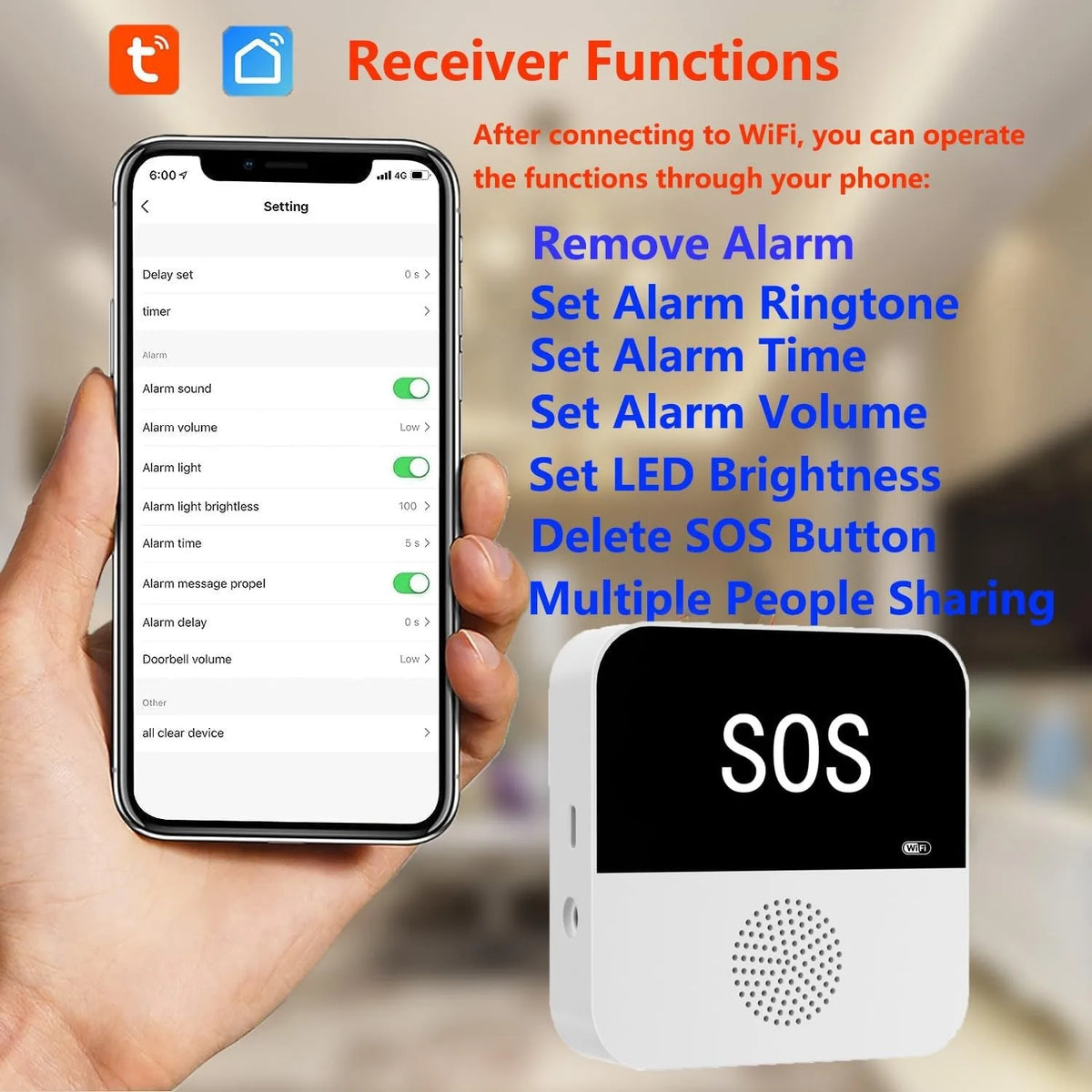 E - WiFi SOS Pager For Elderly Home Emergency Alert System