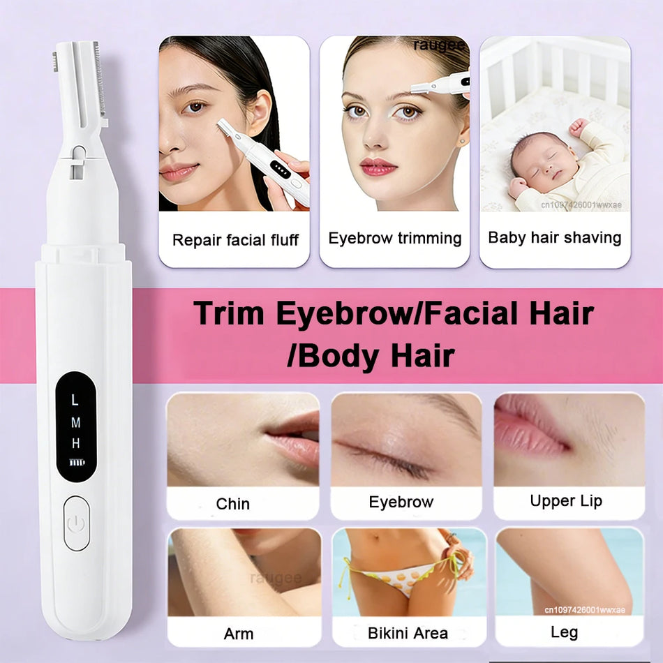 Electric Eyebrow Trimmer, Rechargeable Facial Hair Removal Razor for Women