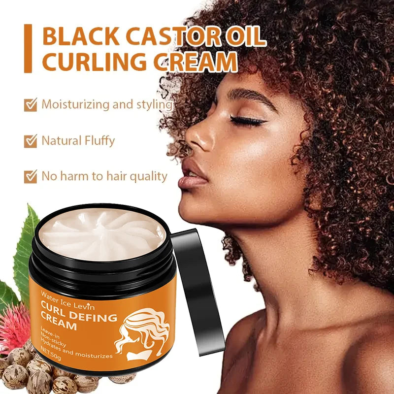 Black Castor Oil Curly Hair Styling Cream &ndash; Moisturizing Formula for All Hair Types