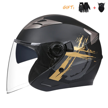 BLDC 3/4 Open Face Motorcycle Helmet with Dual Visor for Men and Women 3 / L