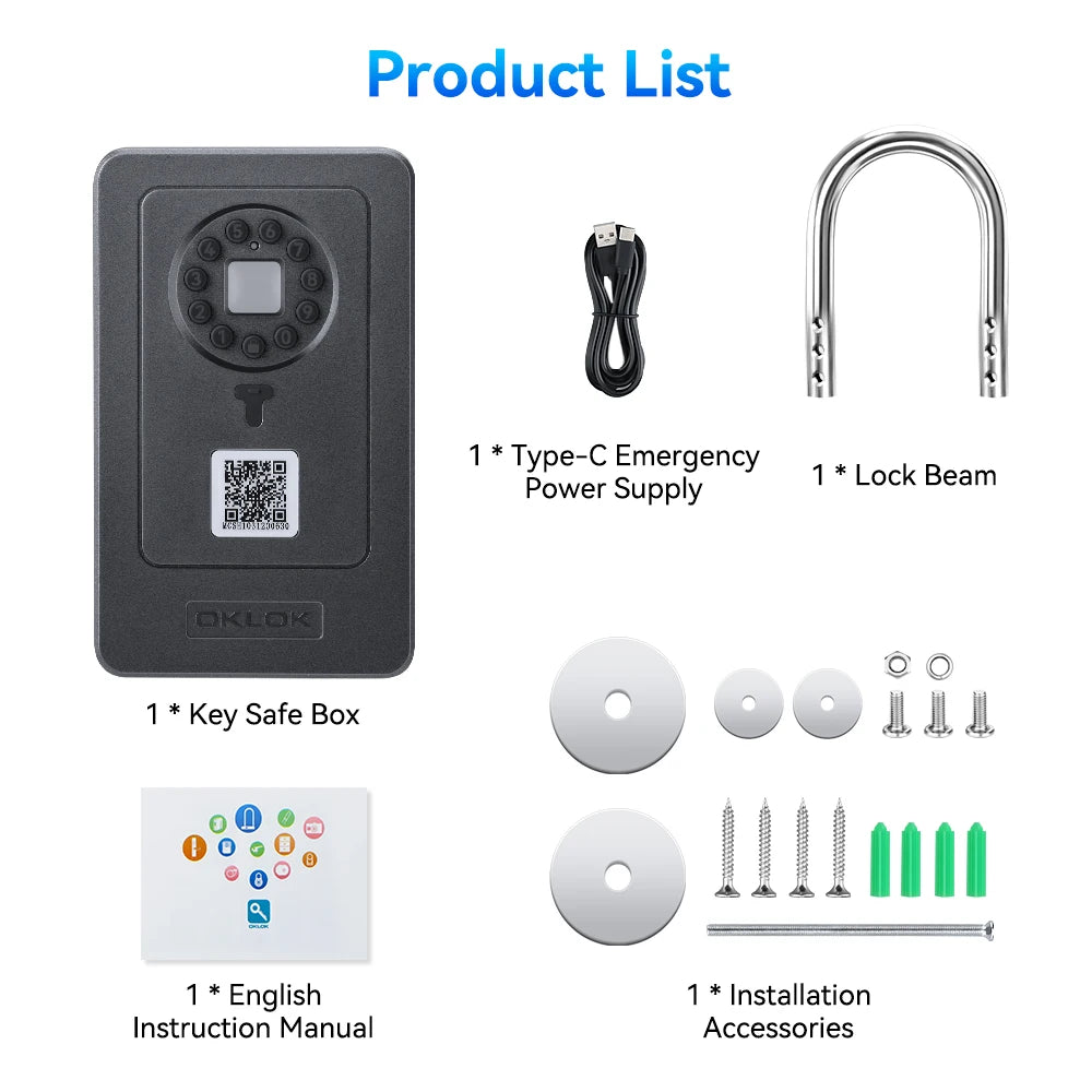 Camluxy Smart Key Box Fingerprint Safe &ndash; Fingerprint Access GRAY