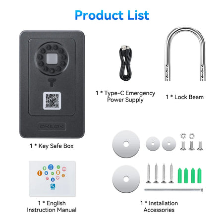 Camluxy Smart Key Box Fingerprint Safe &ndash; Fingerprint Access GRAY