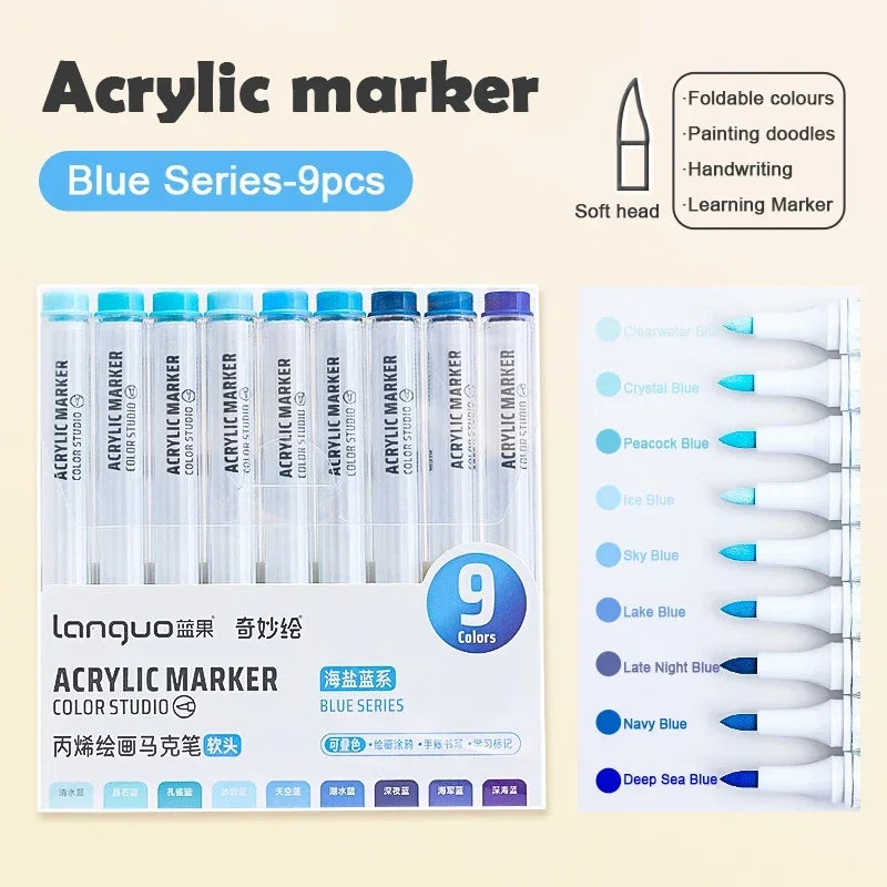 Languo 144/9 Colors Acrylic Paint Pens &ndash; Vibrant DIY Markers 9 Colors A