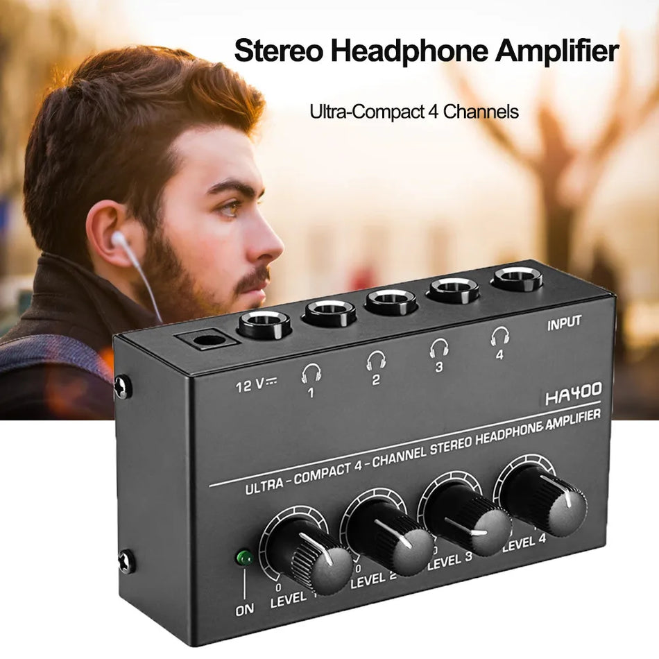 Mini Headphone Amplifier &ndash; Ultra Compact 4 Channel Home Amp