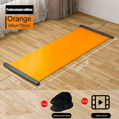 140cm Multifunctional Yoga Sliding Mat &ndash; Versatile Indoor Fitness Training Board 180cm Orange