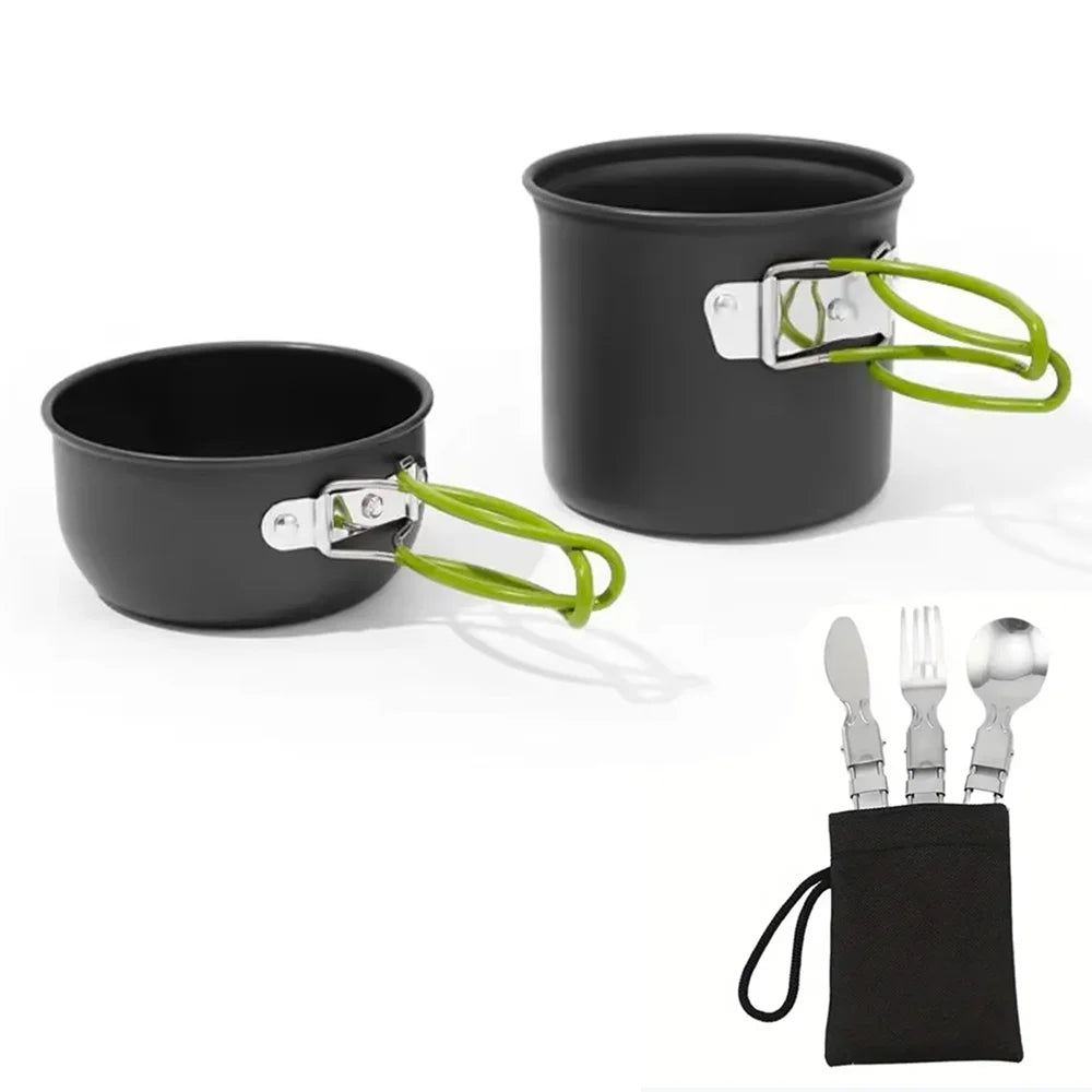 LISM Portable Camping Cookware Set for Outdoor Adventures Green-Cutlery