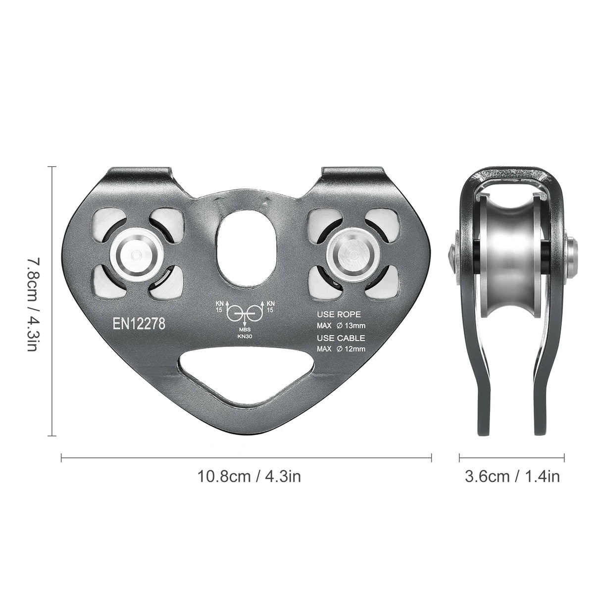 Lixada 30kN Cable Trolley Pulley &ndash; Ball Bearing Pulley Light Grey / CHINA