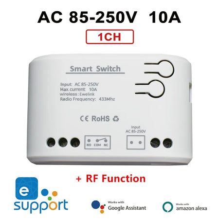 1CH RF Smart Switch - WiFi Remote Control for Garage Doors &amp; Home Automation AC 85-250V