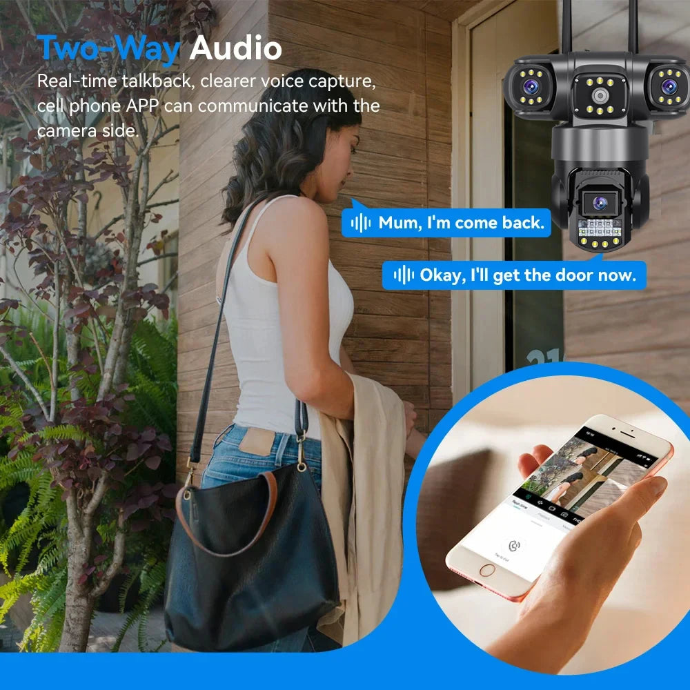 Ultra HD V380 Pro 6K Outdoor WiFi IP Camera with 12MP Triple Lenses, Night Vision &amp; IP66 Waterproof Security Surveillance