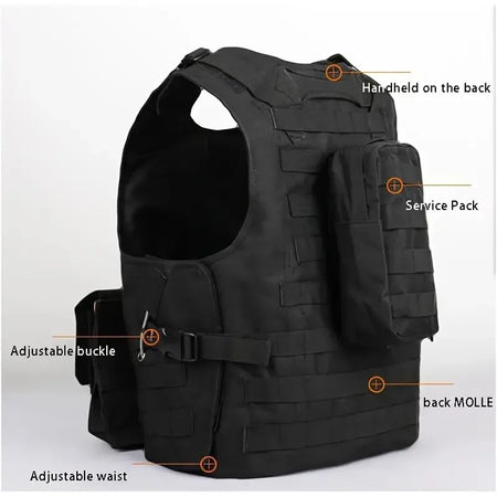 Tactical Airsoft Vest With Molle System - Detachable Bag