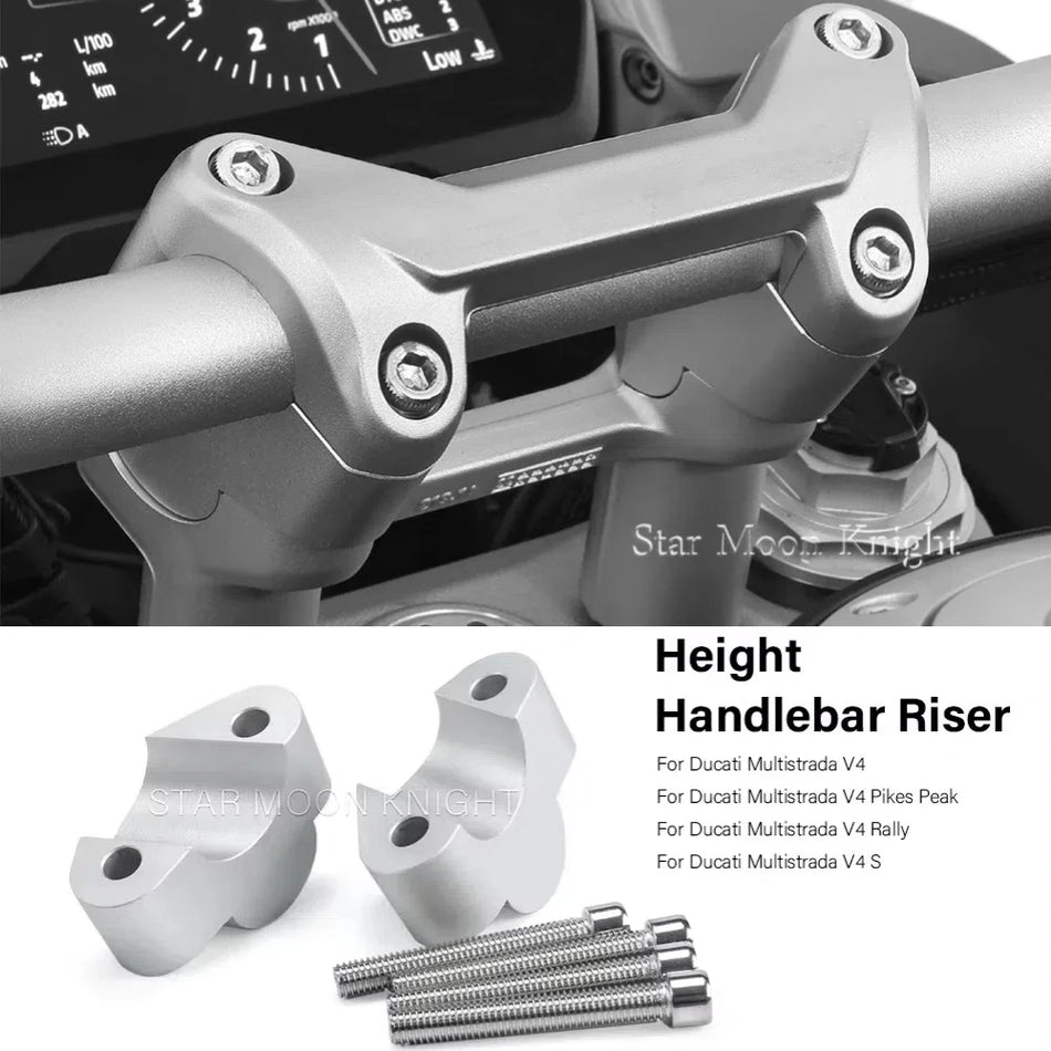 Adaptér pro upevnění vzpěr řídítek Ducati Multistrada V4S, hliník, pro zlepšení komfortu jízdy
