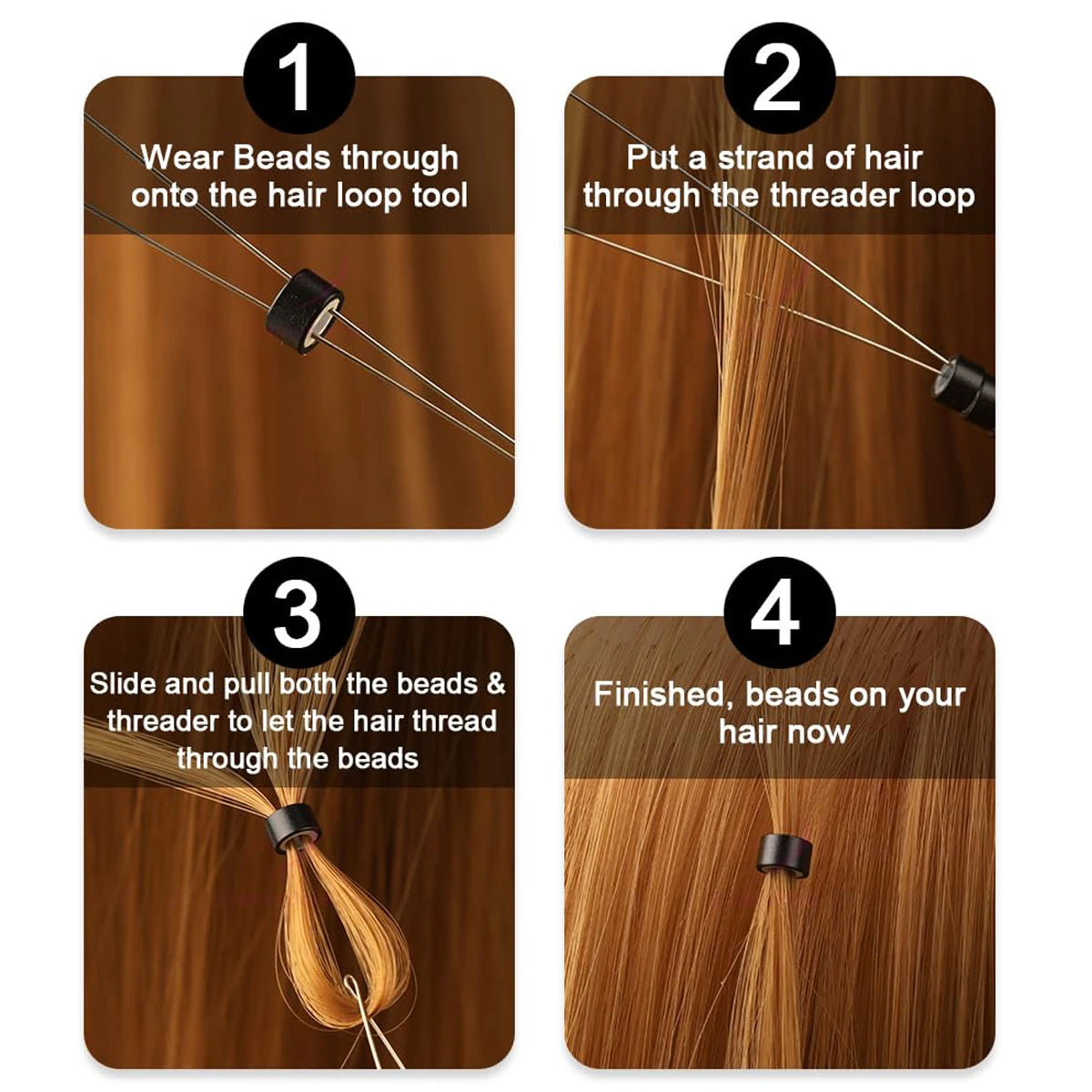 Alloy Hook Needle Wig Making Tool Kit with 3 Hooks &amp; 1 Loop