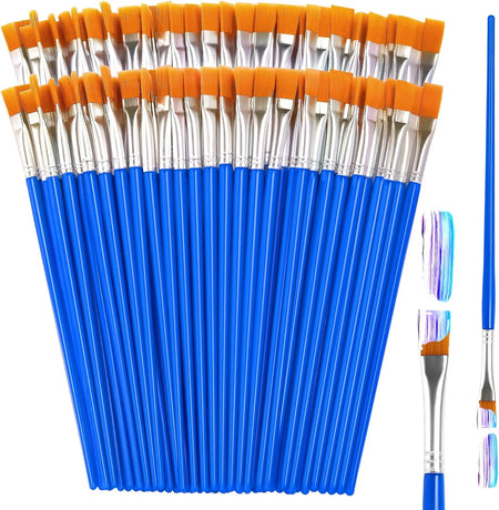 50 100 Pcs Painting Oil Brushes Set &ndash; Versatile Watercolor 100Pcs Flat Brush