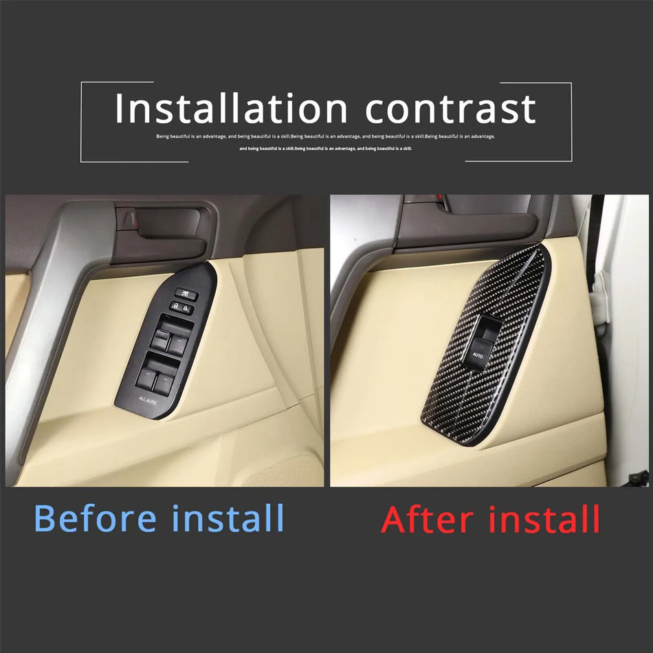 4 τεμ. Μαλακό αυτοκόλλητο εσωτερικού αυτοκινήτου από ανθρακονήματα για Toyota Land Cruiser Prado FJ150 πλαίσιο ανύψωσης γυαλιού 2010 έως 2017