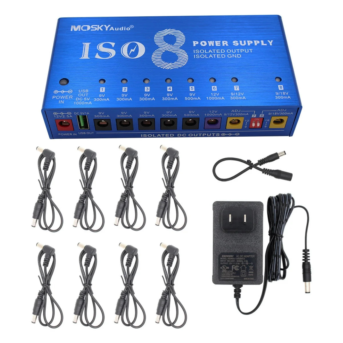 gitarre pedal netzteil Mosky ISO-8 Gitarrenpedal Netzteil mit 8 isolierten DC-Ausgängen/Automatische Spannung (9V/12V/18V)/Umgekehrter Polaritätsschutz Netzteil – InterCyprus Trading Ltd
