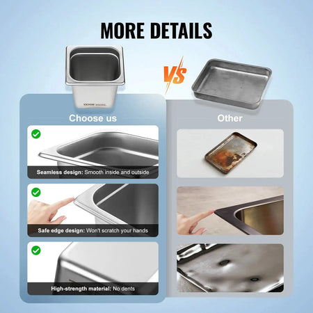 One Third Size Stainless Steel Steam Table Pan