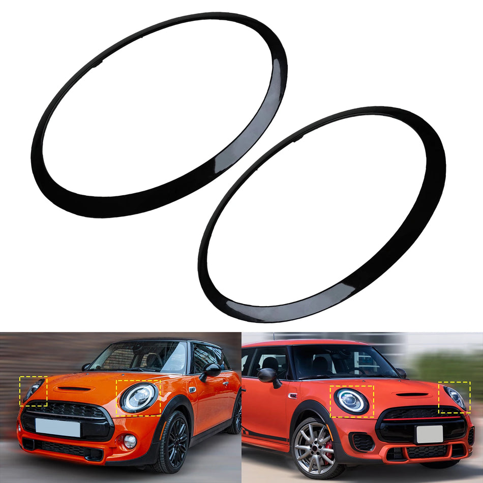 Gloss Black Headlight Ring Trim Bezel for MINI Cooper S F55 F56 F57 2013-2019