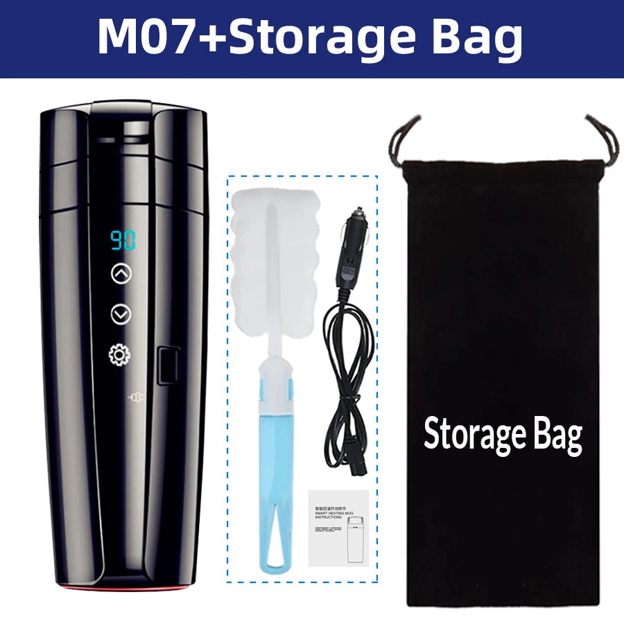 12V 24V Smart Car Heating Cup Electric Kettle - Touch LCD R7 With Bag