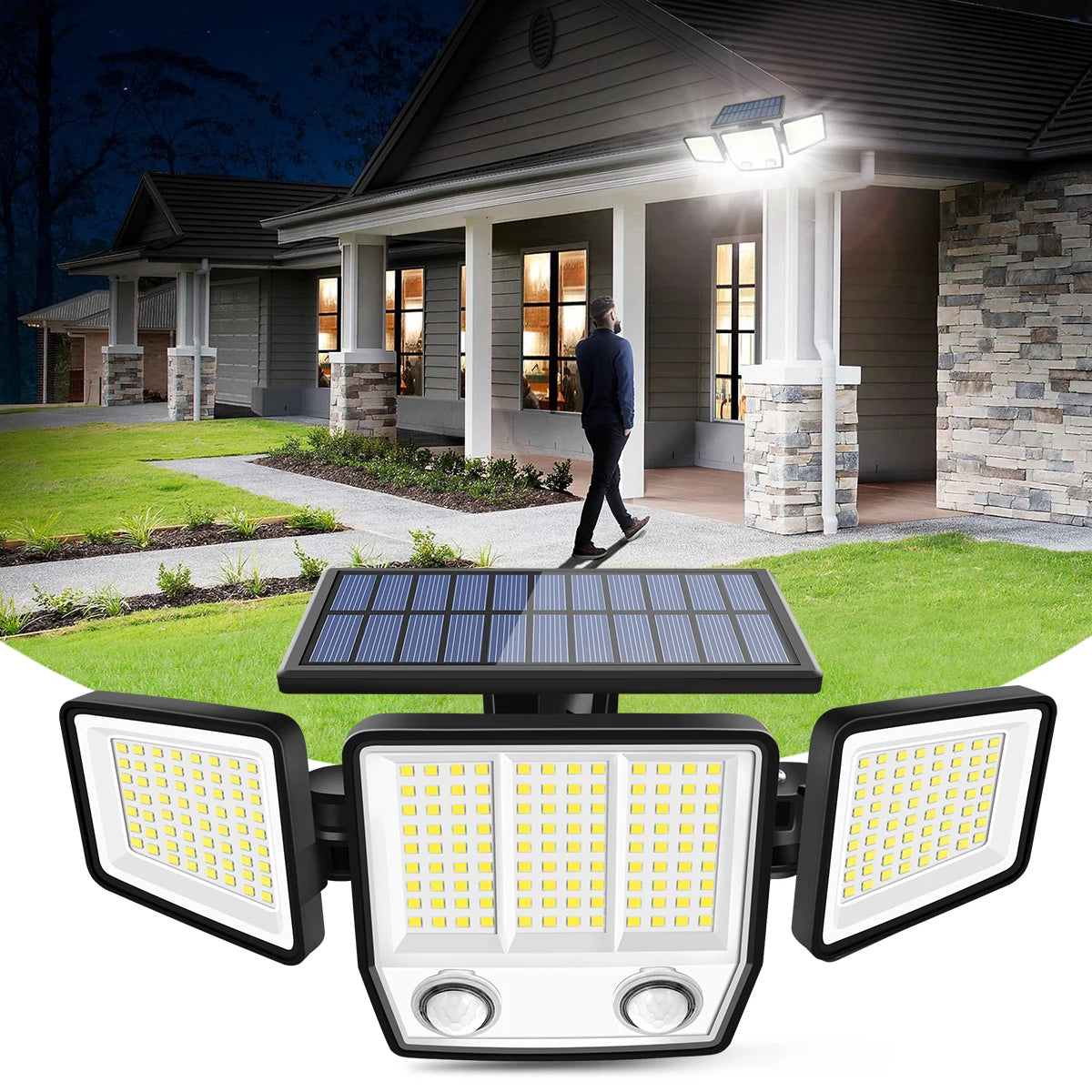 ZH-070LY Solar Motion Light Outdoor &ndash; Three-Head 270 Degree