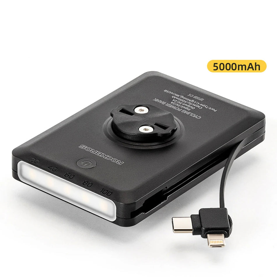 2σε1 Φως Ποδηλάτου 5000mAh Μεγάλης Χωρητικότητας Τράπεζα Ενέργειας με Καλώδιο Φόρτισης Φορητό Εξωτερικό Αξεσουάρ Ποδηλάτου Φως Επαναφορτιζόμενο