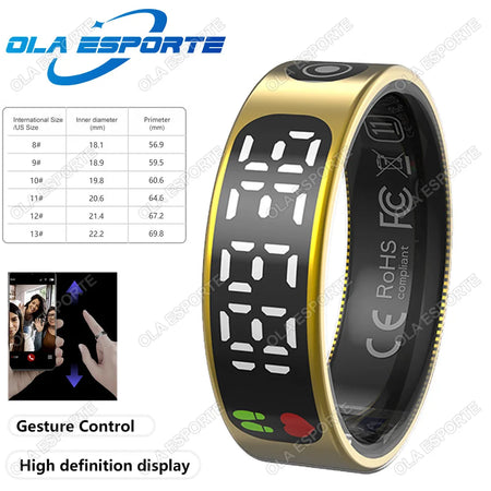 Smart Ring with Display, Health Monitor &amp; Waterproof Features for Xiaomi &amp; Samsung