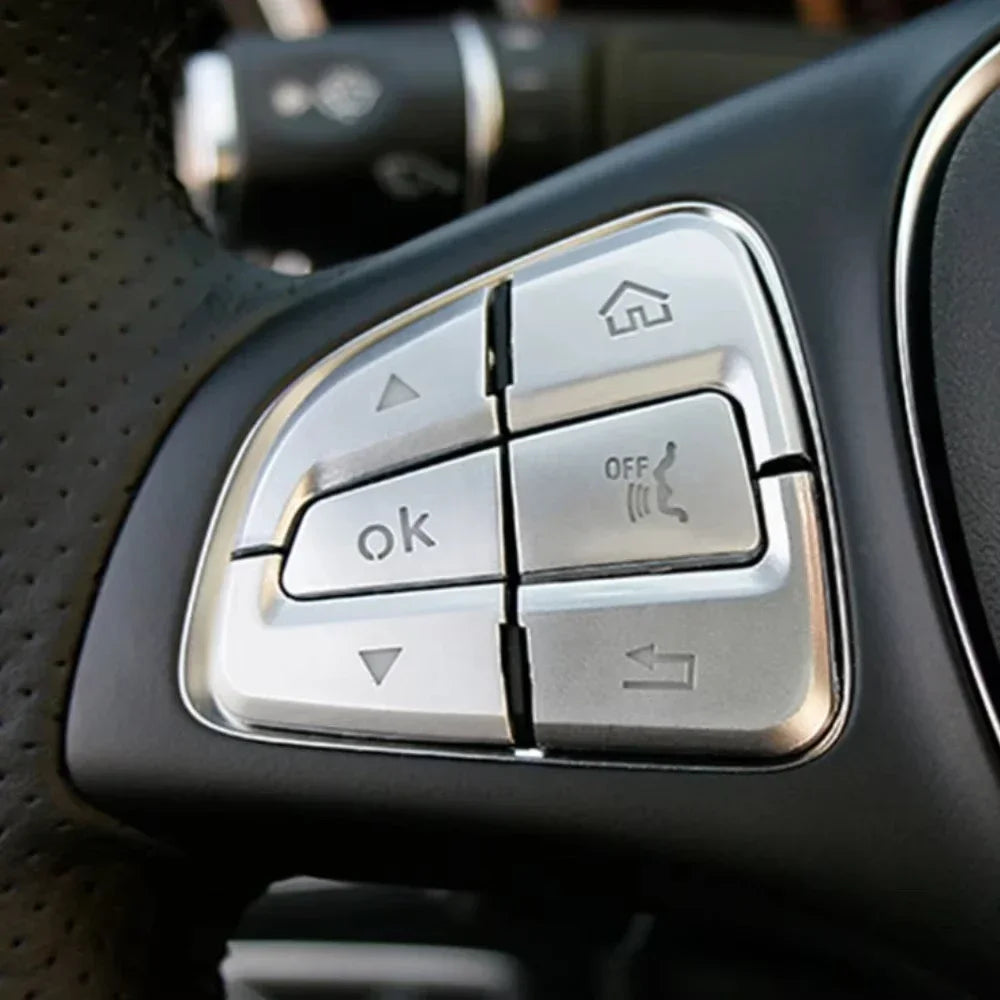 Premium Steering Wheel Button Cover Stickers for Mercedes Benz C-Class W205, GLC X253, V-Class Vito W447 - Stylish Auto Accessories