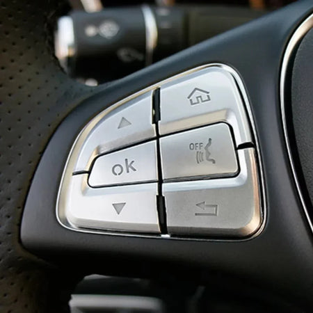 Premium Steering Wheel Button Cover Stickers for Mercedes Benz C-Class W205, GLC X253, V-Class Vito W447 - Stylish Auto Accessories