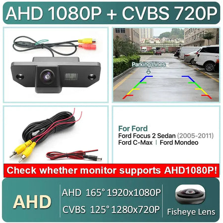 AHD 1080P Dynamic Trajectory Line Car License Plate Light Rear View Camera For Ford Focus 2 Sedan 2005-2011 C-Max by InterCyprus Trading Ltd