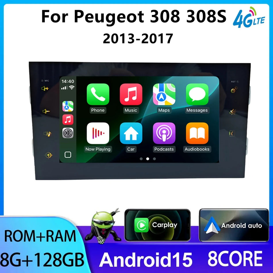 Radio Double Din Carplay z nawigacją GPS do Peugeot 308 T9 2013-2017