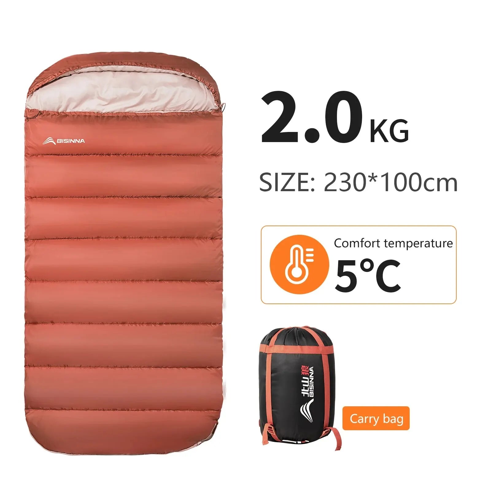 BISINNA Large Camping Sleeping Bag &ndash; Ultimate Comfort for Outdoor Adventures 2kg