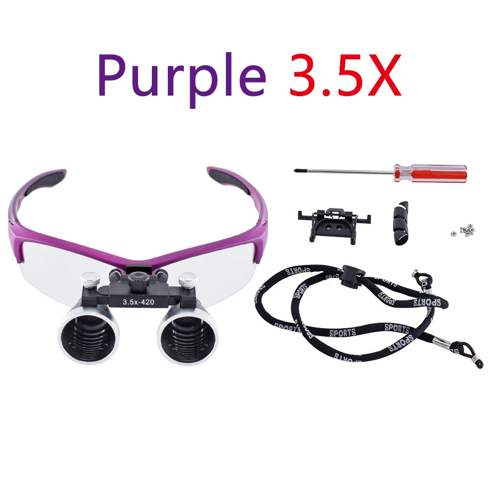 DY-101 Dental Loupe - Dual Magnification 2.5X or 3.5X Purple 3.5X