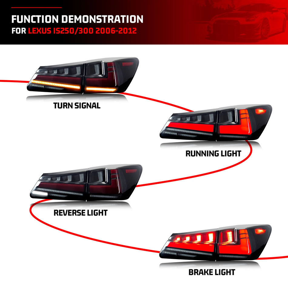 Lexus IS250 IS350 ISF LED zadní světla s sekvenčním směrovým světlem
