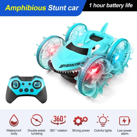 Shark Water Land 2in1 RC Car &ndash; Double-Sided Drive with Gesture Control blue